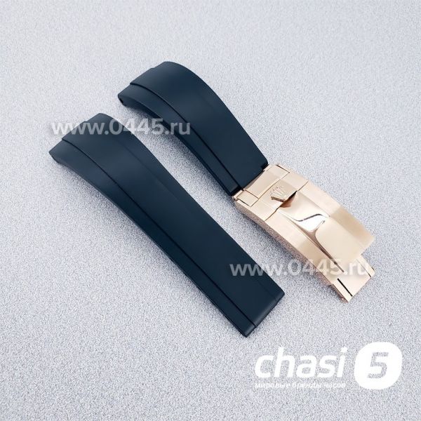 Каучуковый Ремешок с клипсой Rolex 20 мм - черный (16833)